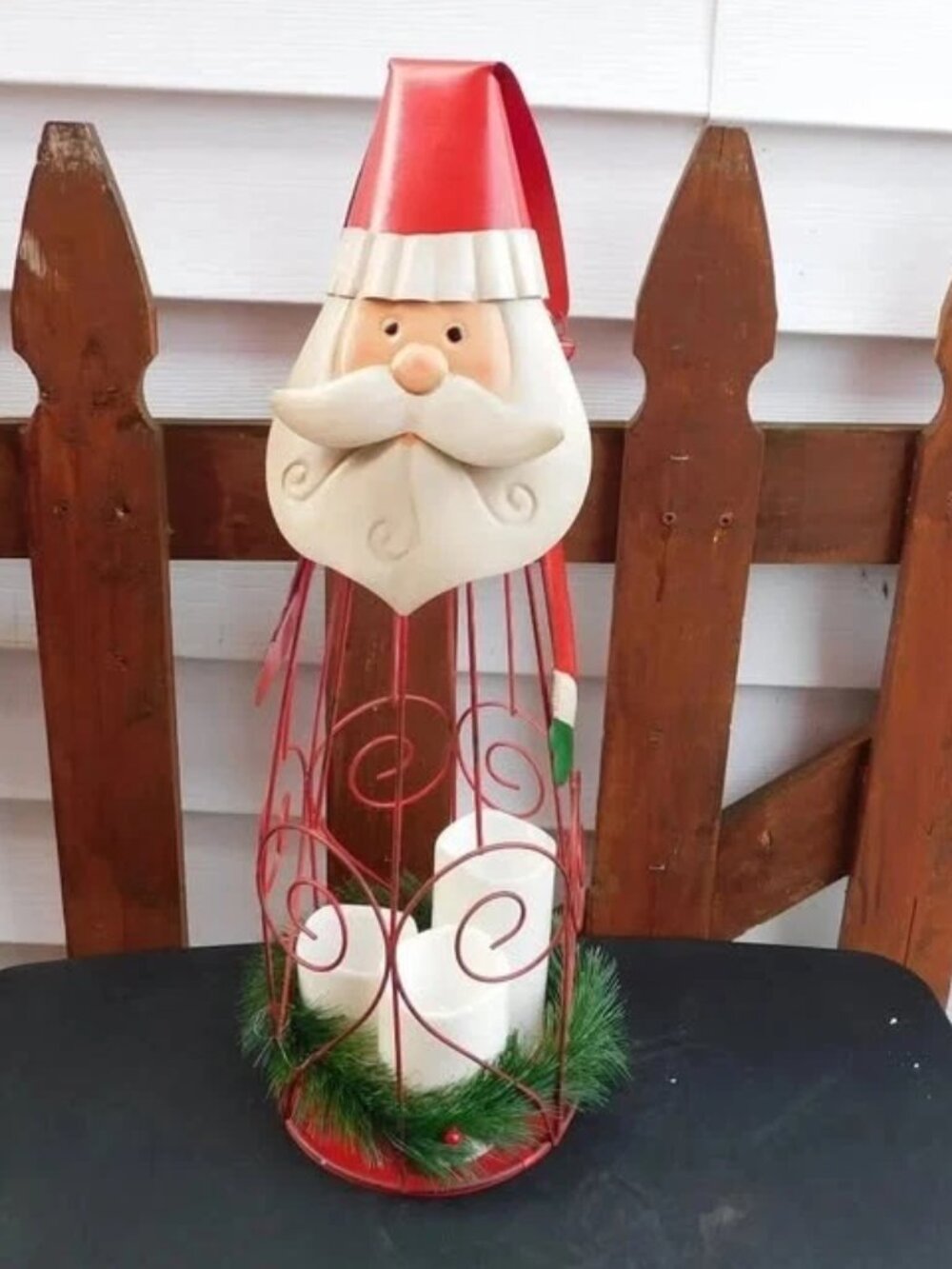 Metal Santa Claus Lantern Decor Christmas 22" Metal Decoration NEVER USED